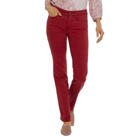 NWT NYDJ Womens Size 12 or 18P Red Marilyn Straight Leg Stretch Jeans NEW - Picture 1 of 3